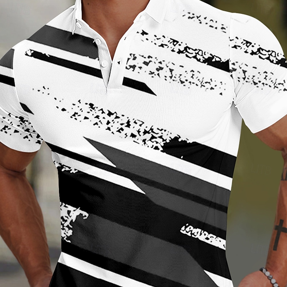 Per uomo Geometrico Linea Polo Manica Corta Magliette polo Camicie con Colletto Casual Business Casual Scuola All'aperto Sportivo Abbigliamento quotidiano Stampa 3D Estate Nero Rosso Blu del 2025 a $27.99 –P5
