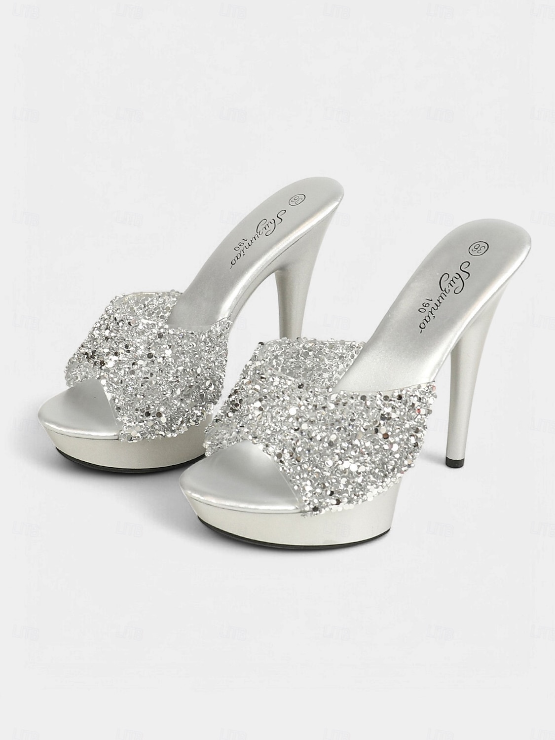 mules con plateau e strass neri – sandali slip-on sexy con tacco alto da donna per feste e abbigliamento da discoteca del 2026 a $59.99 –P4