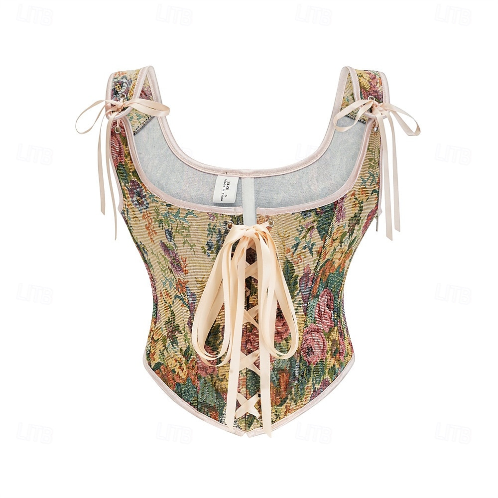 Retró Középkori Reneszánsz Fűző Prsluk Bustier Ren Faire Fűzős Virágos Jacquardszövet Női Kelta Fantasy királyi Mindszentek napja Farsang Parti Alkalmi / Napi LARP Felnőttek Fűző 2025 - $27.99 –P16