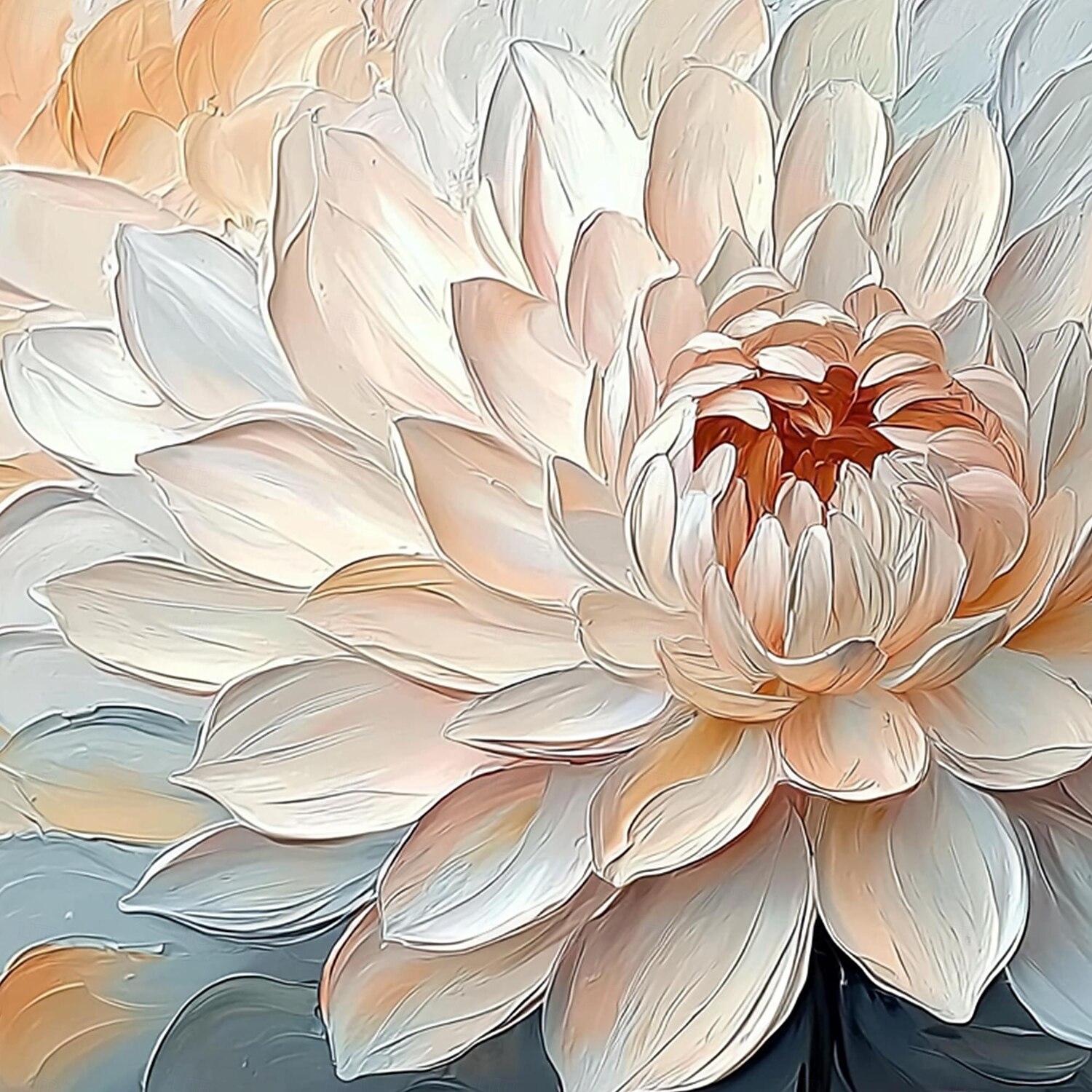 2025年 手作りのオリジナル 3D インパスト テクスチャの花の油絵 キャンバスに描かれた抽象的な咲く花の壁アート 家の装飾用 枠付き/内枠なしの絵画  コレクション – $150.99 –P6