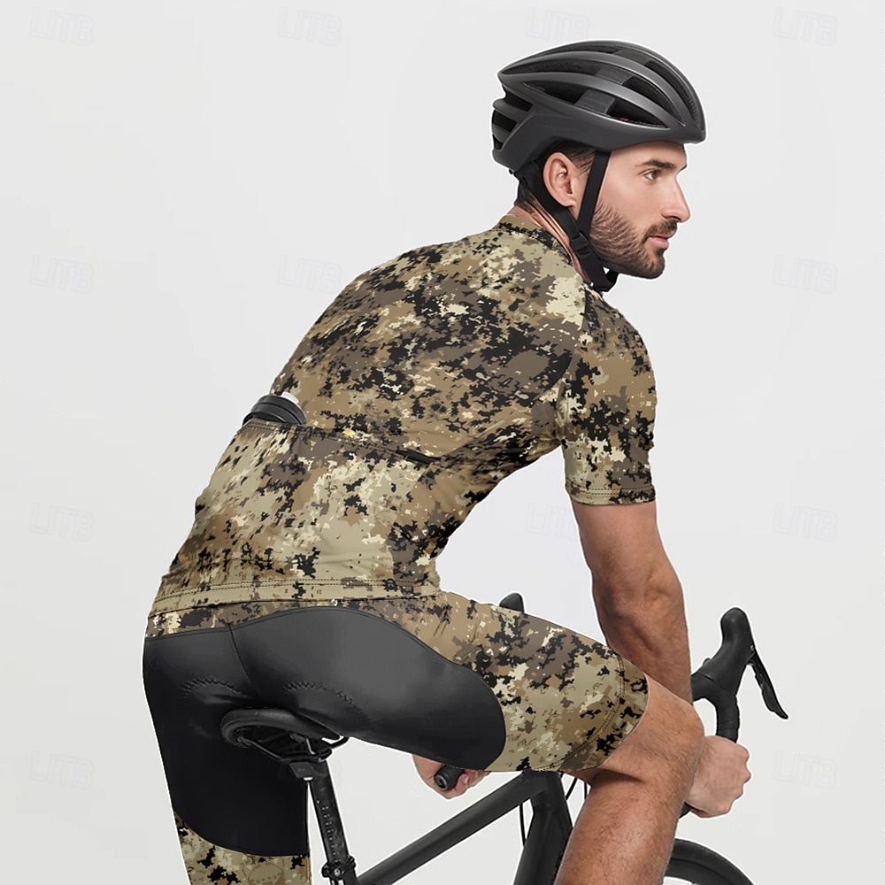 Męskie Koszulka rowerowa Kamuflaż Krótki rękaw Rower Tee Tshirt Dżersej z 3 tylnymi kieszeniami Kolarstwo górskie Szybkie wysychanie Anatomiczny kształt Odprowadzające wilgoć Oddychający Sport Ziele 2026 - $28.99 –P13