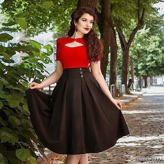 Retró 1950-es Rockabilly Hosszú hossz Swing szoknya Tömör szín Jelmez Női Álarcos mulatság Hétköznapi Hétköznapi viselet Zsúr Felnőttek Szoknya 2025 - $24.99 –P2