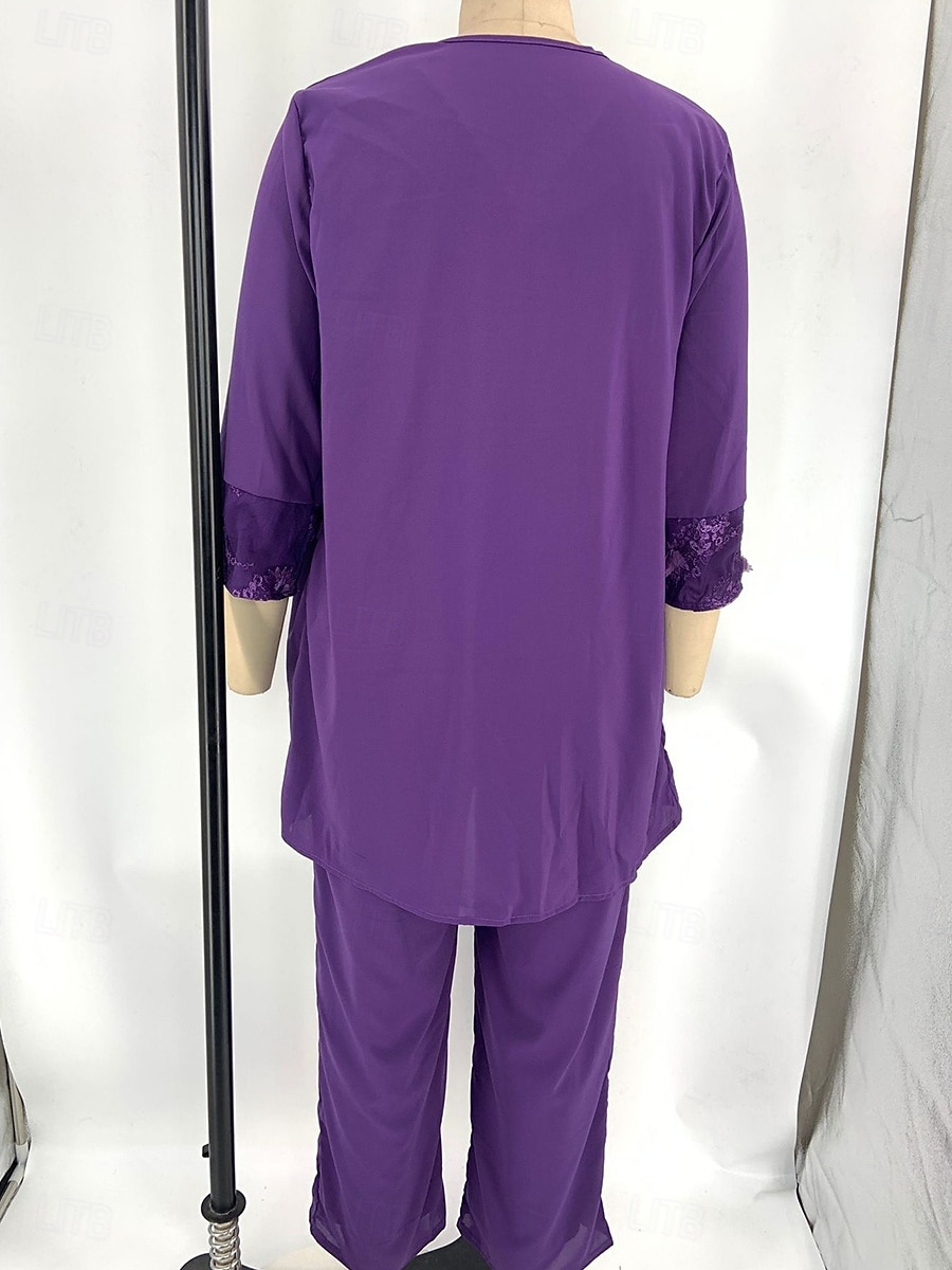 Strój weselny dla matki panny młodej elegancki casualowy dekolt w sztyfcie długość do podłogi poliester długi rękaw z koronką 2025 - $79.99 –P3