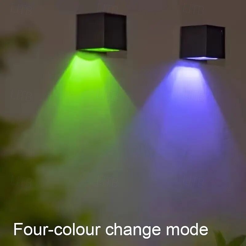 2025年 ソーラーウォールライト 防水 屋外 温白色/RGB LED 装飾照明 庭 ガーデン 外壁用 屋外ソーラーフェンスライト 2個  コレクション – $51.99 –P7