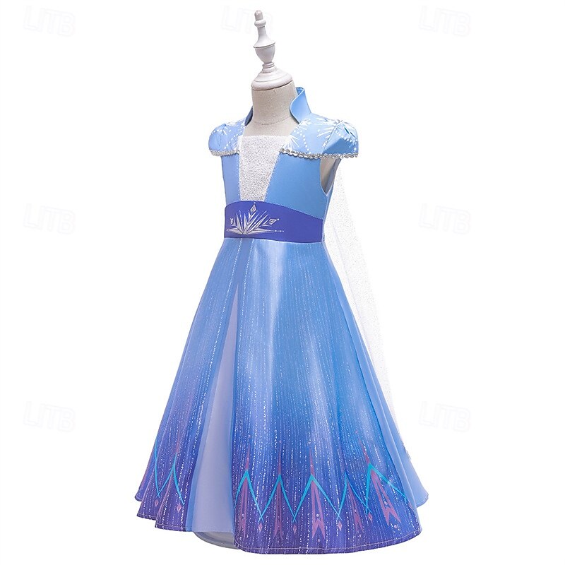 Kids Girls' Dress Graphic Short Sleeve Performance Party Sequins Patchwork Adorable Costume Polyester Midi Casual Dress A Line Dress Spring Fall 4 years+ Blue 2025 - $28.99 –P6