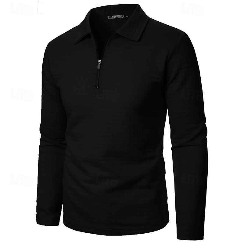 Férfi Gofris pólóingek Quarter Zip Polo Napi Szabadság Negyed irányítószám Hosszú ujj Divat Modern Sima Tavasz Ősz Normál Fekete Fehér Bor Sötétkék Khakizöld Katonai zöld Gofris pólóingek 2025 - $16.49 –P2