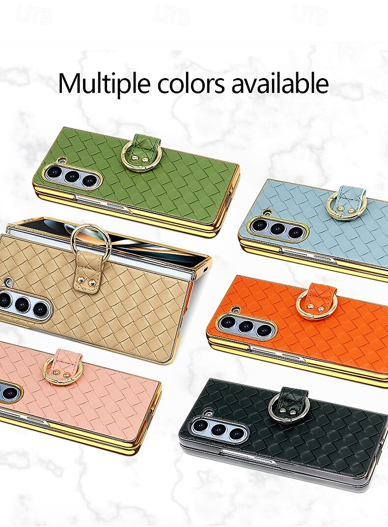 Phone Case For Samsung Galaxy Z Fold 6 Z Fold 5 Z Fold 4 Back Cover Ring Buckle Shockproof Retro PU Leather 2025 - $28.99 –P9
