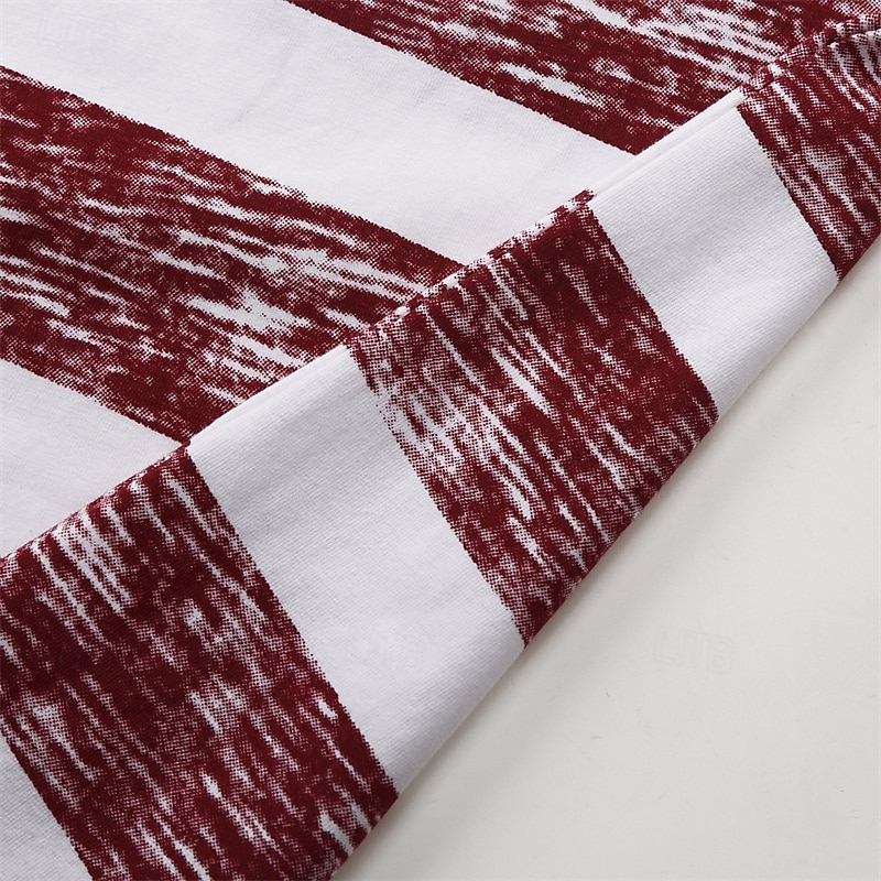 Men's T Shirt Tee Short Sleeve Shirt Tee Top Short Sleeve V Neck Summer Striped Fashion Designer Basic Pocket Vacation Street Going out Red Top Tee for Men 2025 - $17.99 –P6