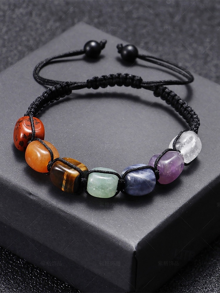mehrfarbiges Natursteinarmband für Frauen, verstellbare Makramee-Kordel, Heilkristalle, Boho-Chic-Stil, ideal für spirituelle, lässige oder alltägliche Kleidung 2025 - $9.99 –P2