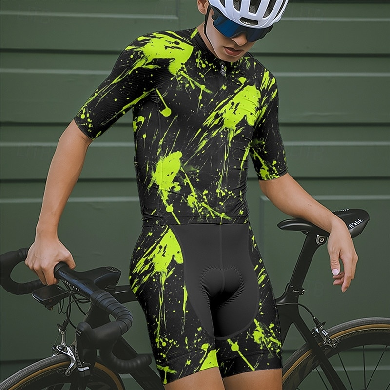 Męskie Koszulka z szortami na rower Krótki rękaw Kolarstwo górskie Kolarstwie szosowym Lato Wiosna Jesień Czarny Biały Pomarańczowy Graffiti Rower Suwak przedni Odvádí pot Wygodny Oddychający Spandeks 2026 - $47.99 –P17