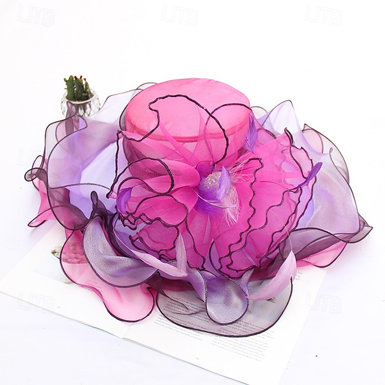 hattar Organza Solhatt Kvällsfest Helgdag Tebjudning cocktail Elegant Vintage söt stil Med Blomma Hårbonad Huvudbonader 2026 - $43.99 –P3