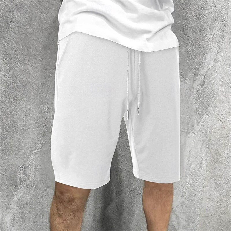 Men's Sweat Shorts Summer Shorts Casual Shorts Pocket Drawstring Elastic Waist Plain Comfort Short Party Daily Fashion Classic Style White Wine Micro-elastic 2025 - $17.99 –P10