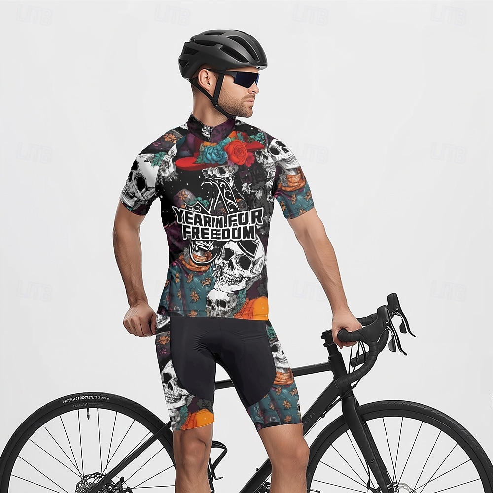 Per uomo Maglia da Ciclismo Teschio Manica Corta Bicicletta Maglietta Maglia con 3 tasche posteriori Mountain Bike MTB Asciugatura Rapida Design Anatomico Assorbente Traspirante Gli sport Nero Viola del 2025 a $25.99 –P10