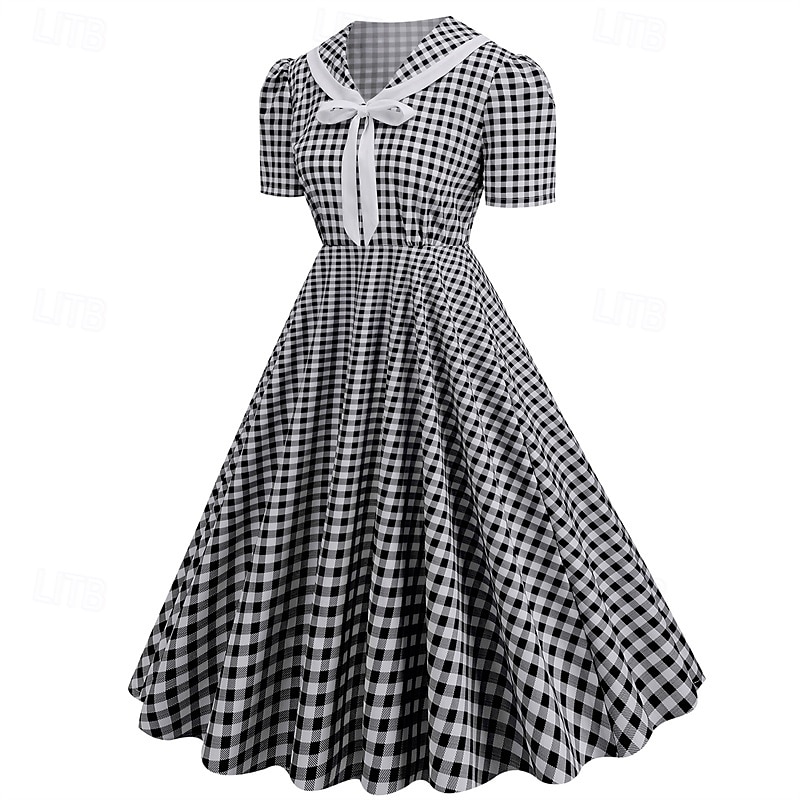 Retro 50. léta Rockabilly Šaty Houpací šaty Maškarní kostým Dámské Karneval Plesová maškaráda Denní nošení loučení se svobodou nevěsty Dospělé Šaty Šaty pro návrat domů 2025 - $23.99 –P14