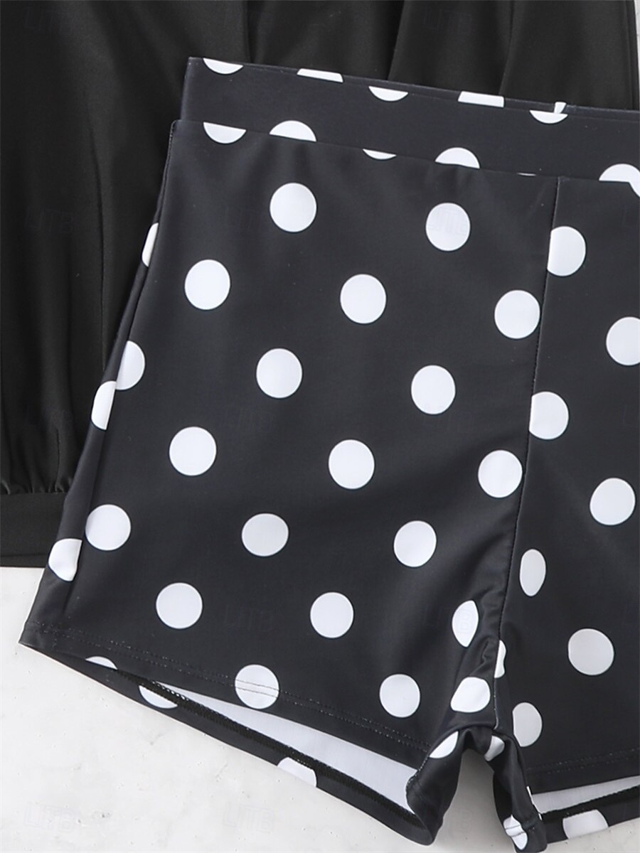 Women's Swimwear Bikini 2 Piece Boy Leg Swimsuit Backless Slim Vacation Beach Wear Polka Dot U Neck Sleeveless Bathing Suits 2025 - $23.99 –P4