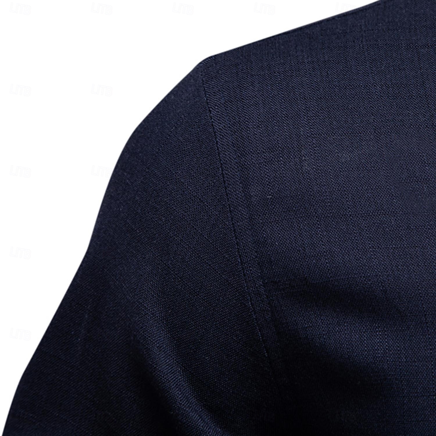 Men's Shirt White Navy Blue khaki Long Sleeve Solid Color Standing Collar Outdoor Causal Ruched Clothing Apparel Daily Casual Daily Leisure 2025 - $26.99 –P3