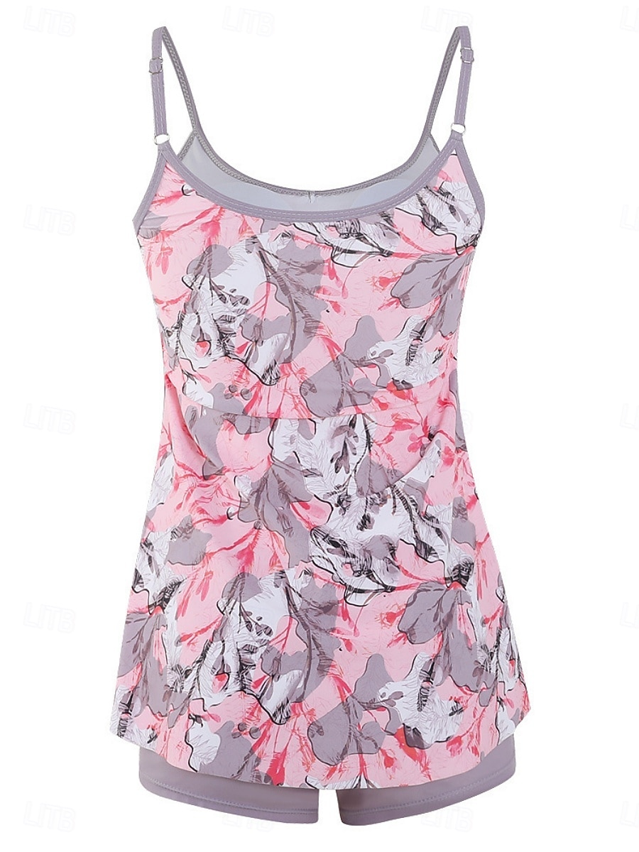 Kvinnors tankini 2-delad baddräkt Boho shorts mage kontroll hög midja smal rygglös semester strandkläder paisley U-hals ärmlösa baddräkter 2026 - $33.99 –P10