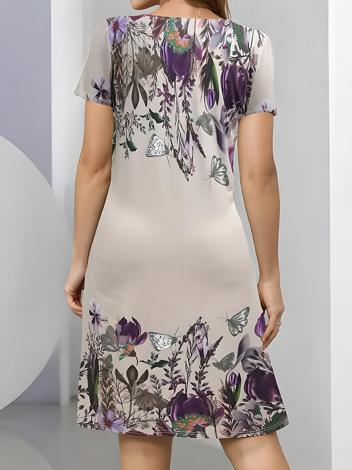 Damskie Sukienka midi Codzienne sukienki Sukienka t-shirtowa Sukienka letnia Letnie sukienki Elegancja Urlop Tropikalny Urlop Święto Randka Luźna Kwiaty Krótki rękaw Półgolf Khaki Lato 2025 - AU $57.59 –P2