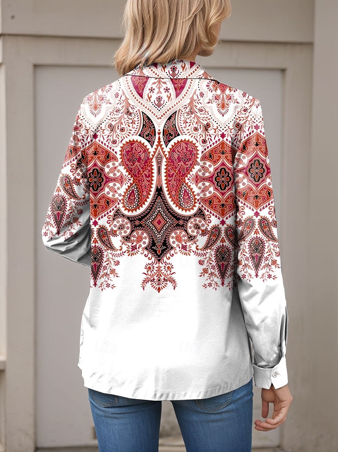 Women's Shirt Paisley Casual Long Sleeve Shirt Collar Regular Tops Work Daily Buttons Print Red Blue Orange Spring Fall Winter 2025 - $32.99 –P3