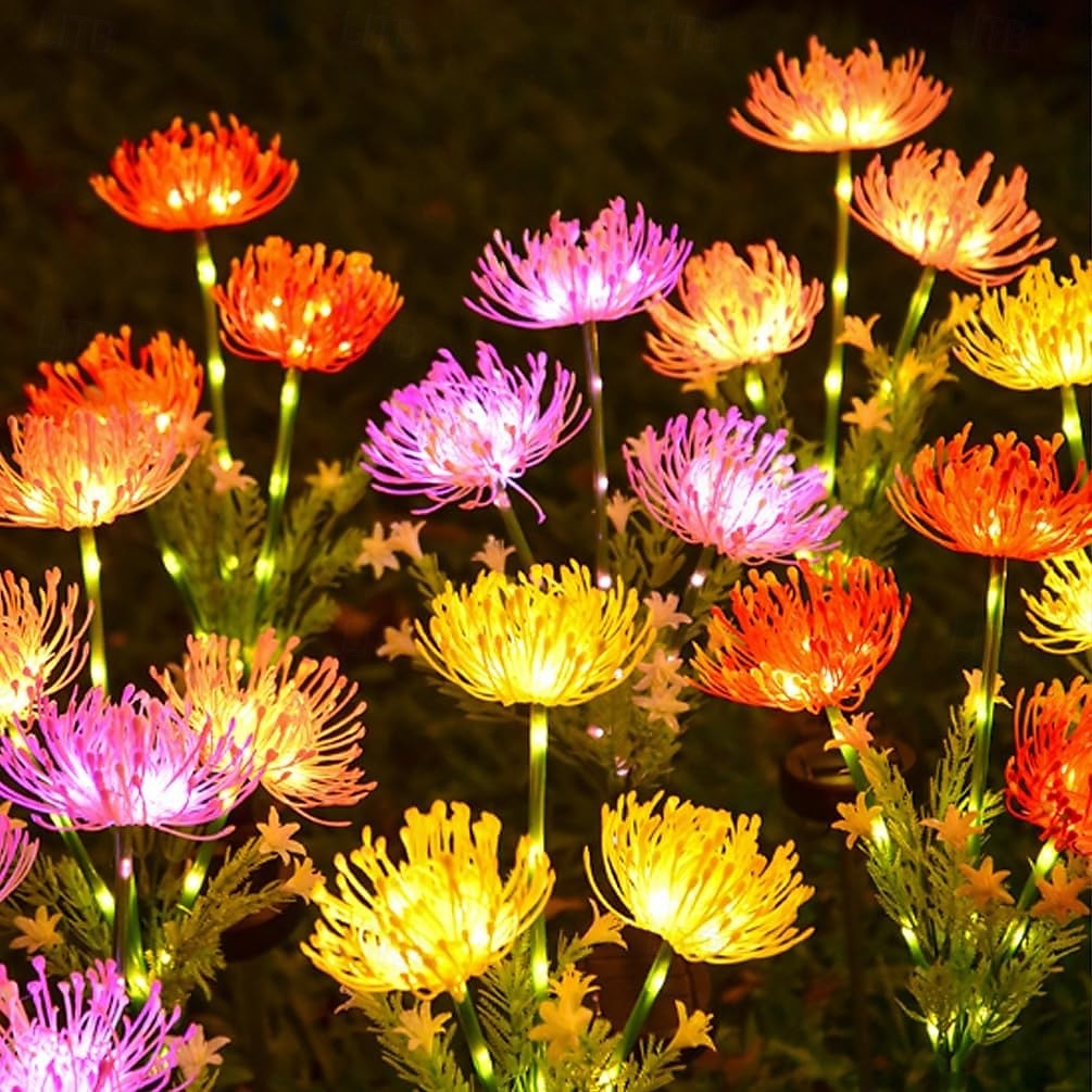 Lámpara de inserción de campo de flores junto al mar con energía solar para exteriores, 2 piezas, lámpara de decoración de césped para camino de jardín y patio, lámpara de decoración de ambiente de 2025 - $21.99 –P8