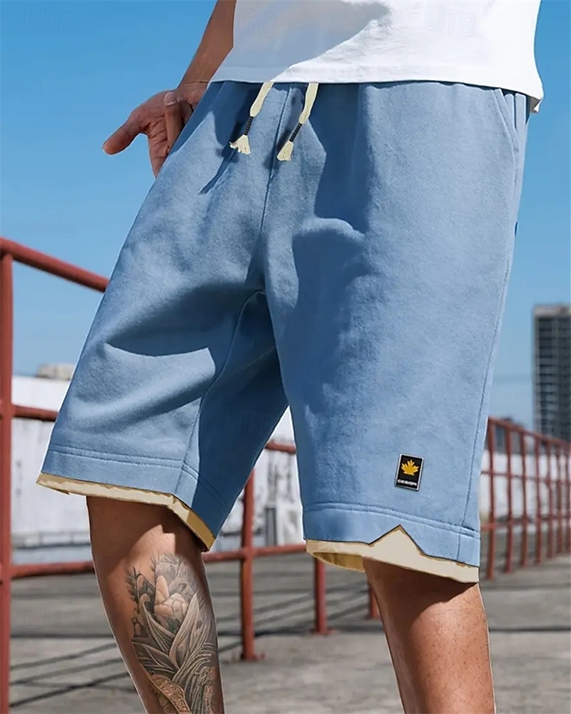 Per uomo Pantaloncini Pantaloncini estivi Pantaloncini casual Tasche A cordoncino Vita elastica Collage Comfort Traspirante Breve Esterno Da mare Sport Informale Nero Blu del 2026 a $12.49 –P13