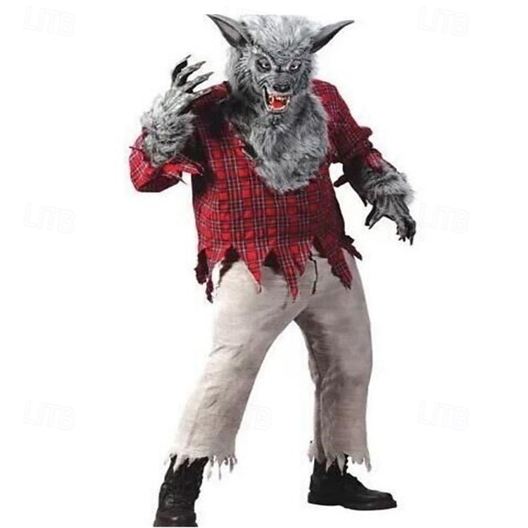 Vlkodlak předvečer Všech svatých Cosplay kostým cosplay Dospělé Pánské předvečer Všech svatých Plesová maškaráda Párty loučení se svobodou nevěsty Jednoduché Halloweenské kostýmy Oblékněte se 2025 - $55.99 –P1