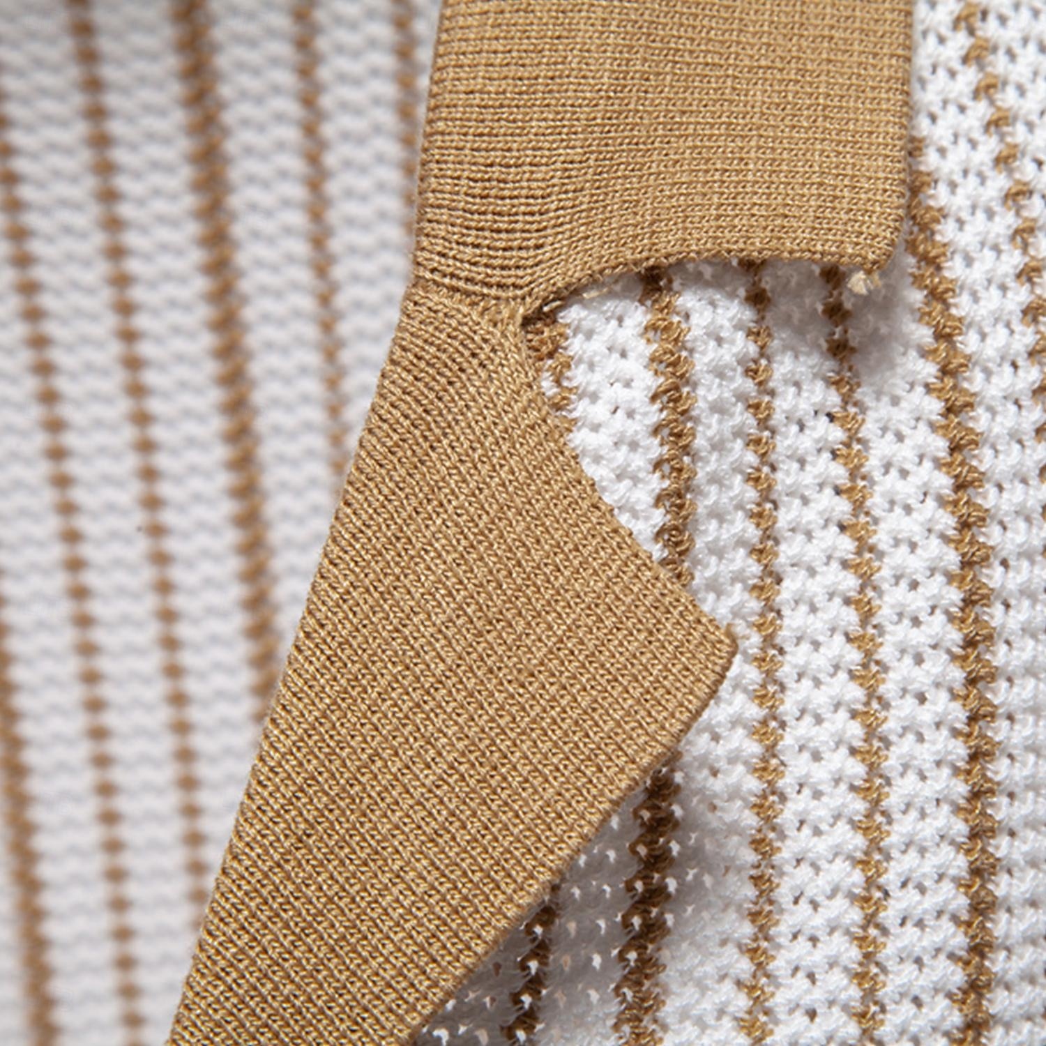 Męskie Gra polo Dzianina polo Formalny Praca Wieczorne Krótki rękaw Prążki Pionowe paski Stripe-Trim Pasek Wiosna Zielony Khaki Gra polo 2025 - $30.99 –P3