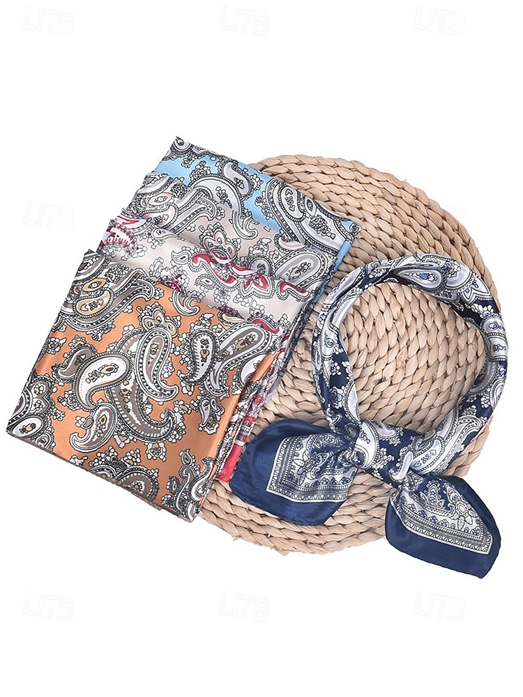 Paisley pattern multicolor silk scarf - soft and stylish women's headband and pocket square, perfect for casual, outdoor and formal occasions 2025 - $7.99 –P4