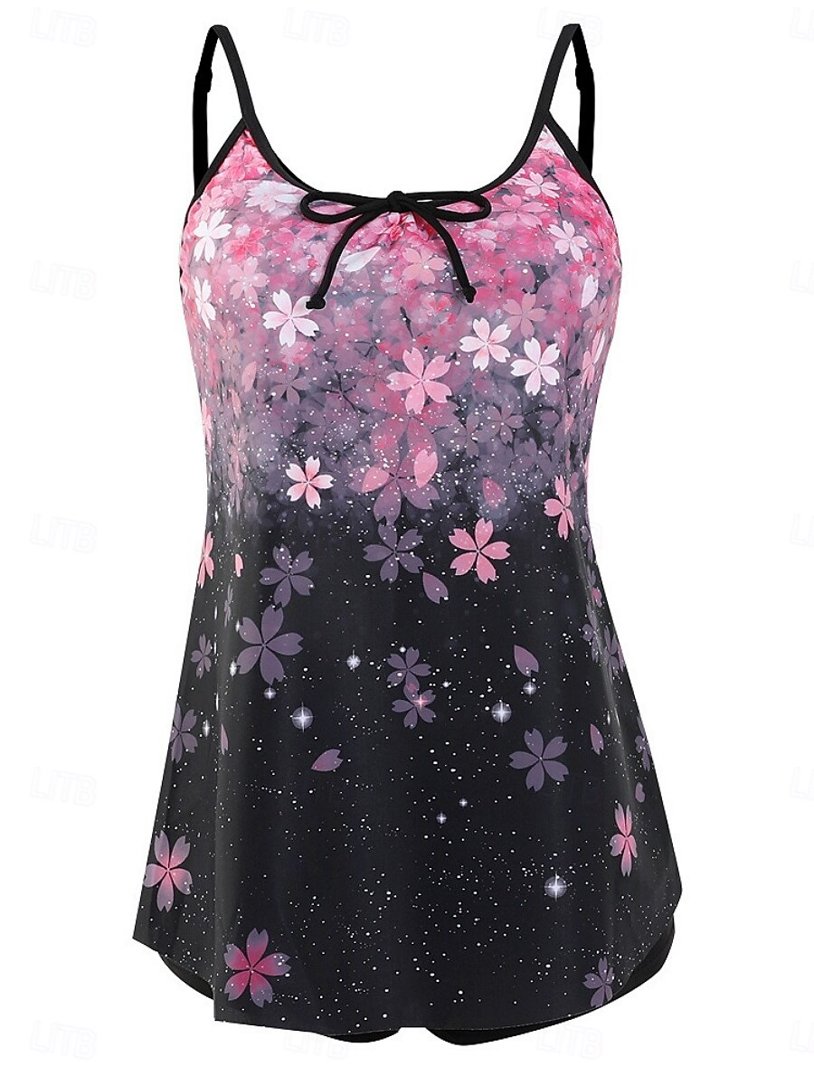 Kvinnors tankini 2-delad baddräkt Boho shorts mage kontroll hög midja smal rygglös semester strandkläder paisley U-hals ärmlösa baddräkter 2026 - $33.99 –P3