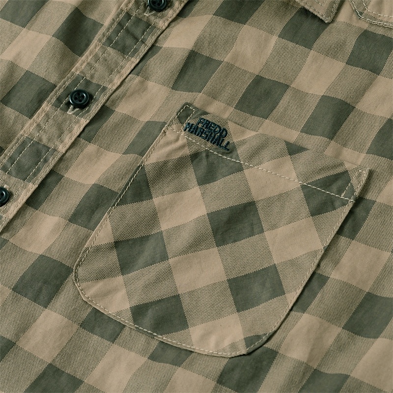 Herren Hemd Sommerhemd Freizeithemd Knopfhemd Kaki Armeegrün Langarm Karomuster Revers Urlaub Hawaiianisch Button-Down Bekleidung 100% Baumwolle Mode Lässig Bequem 2025 - $36.99 –P7
