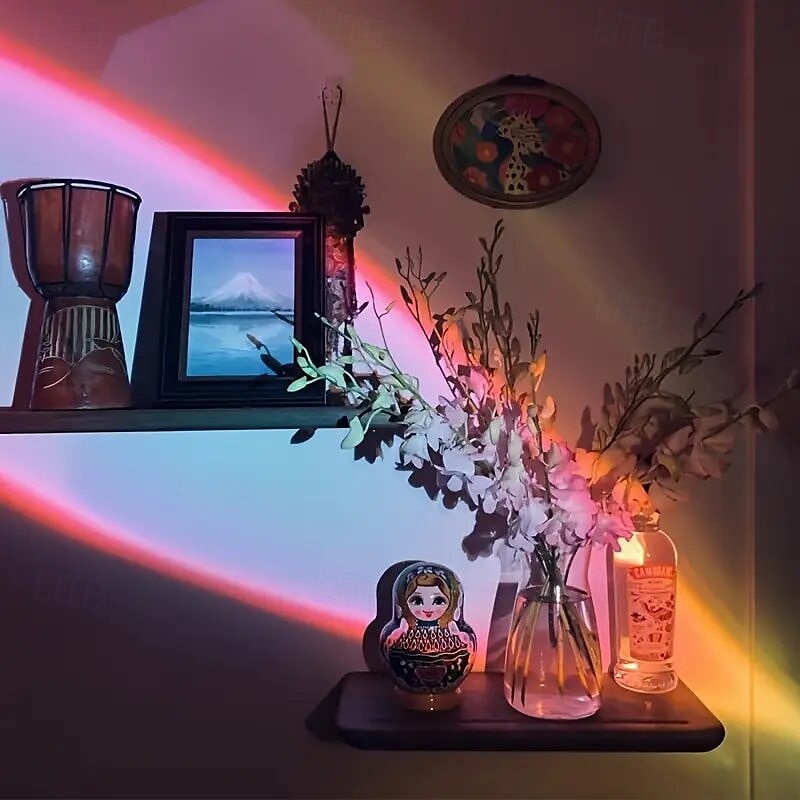 مصباح زخرفي كريستالي led مزود بمنفذ USB مصباح ليلي مزود بقوس قزح وغروب الشمس وإضاءة ملونة RGB لتزيين الغرفة هدية فريدة للأصدقاء 2025 - $50.99 –P3