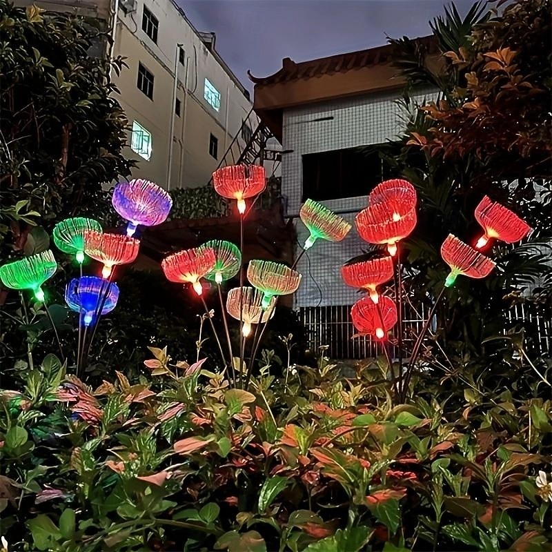 2 piezas de medusas de fibra solar para exteriores, luz enchufable para patio, jardín, césped, camino, boda, festival, ambiente decorativo 2026 - $32.99 –P7