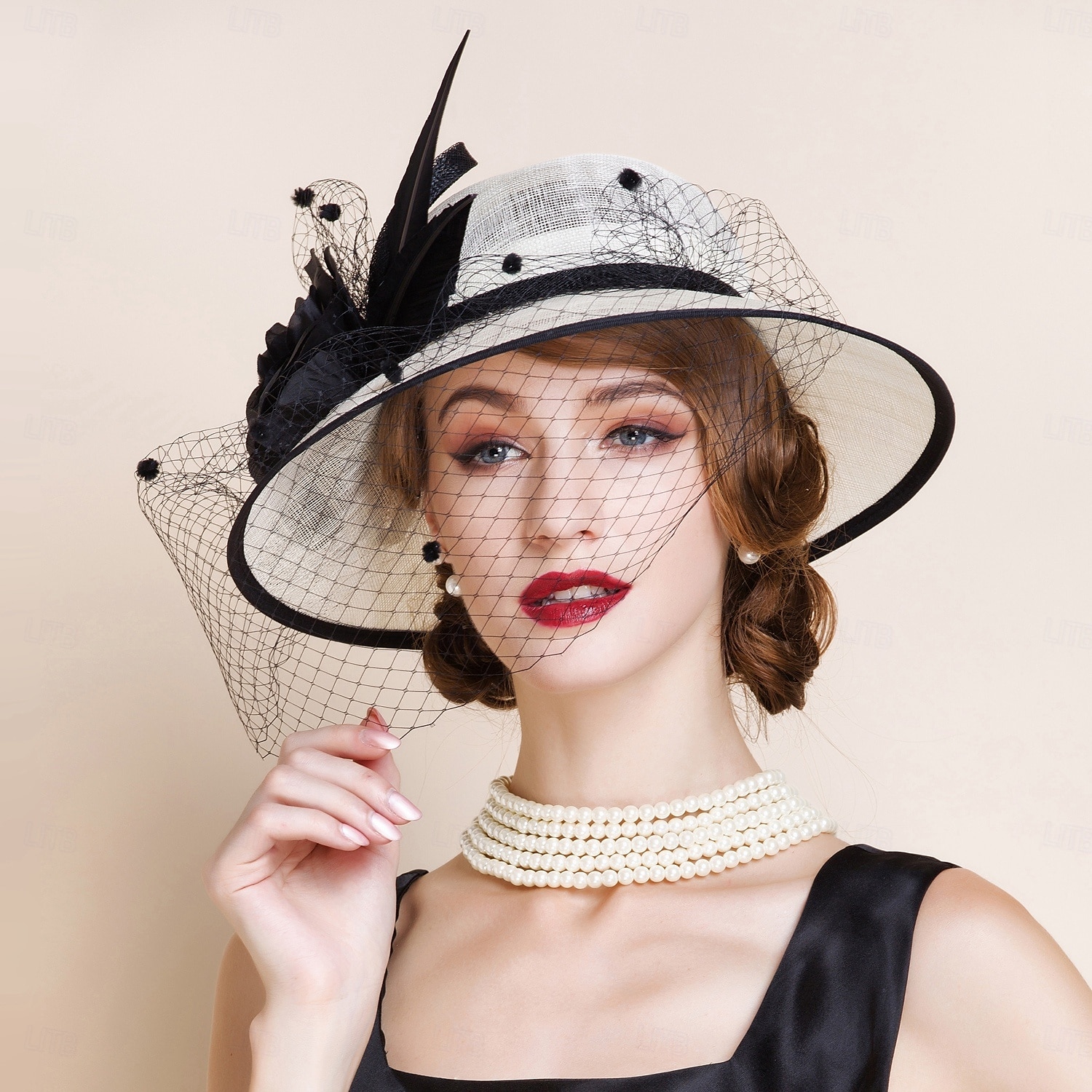 kapelusze lniany melonik / kapelusz typu cloche kapelusz wiaderkowy kapelusz przeciwsłoneczny wesele przyjęcie herbaciane eleganckie wesele z piórkowym łączeniem nakrycie głowy nakrycie głowy 2025 - $55.99 –P3