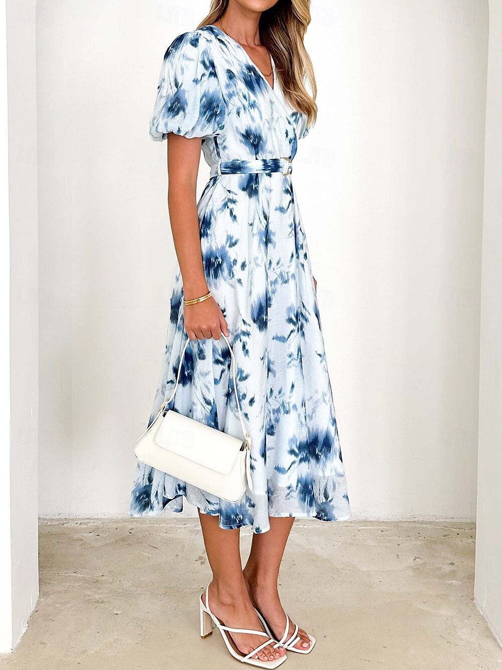 Retro Vintage 1950s Midi Dress Wrap Dress Flare Dress Puff Sleeve Floral A-Line V Neck Women's Masquerade Wedding Vacation Tea Party Adults' Dress 2025 - $24.99 –P5