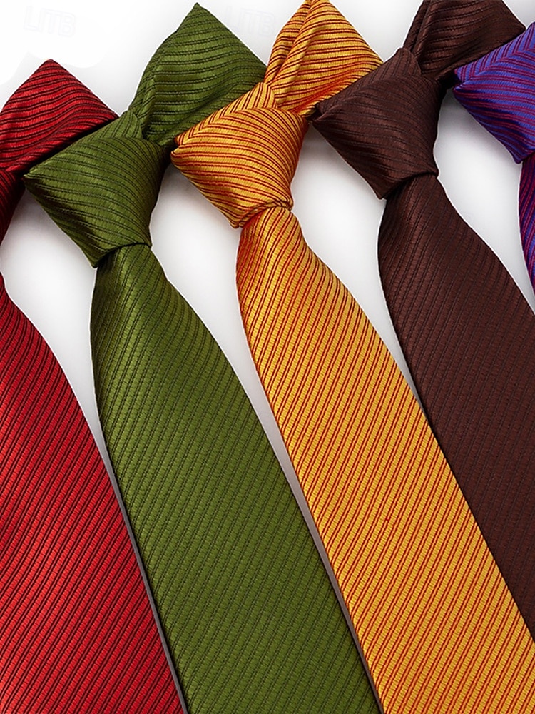 Men's striped satin tie, a variety of colors to meet different matching needs, suitable for business, wedding and formal events elegant and fashionable tie 2025 - $11.99 –P3
