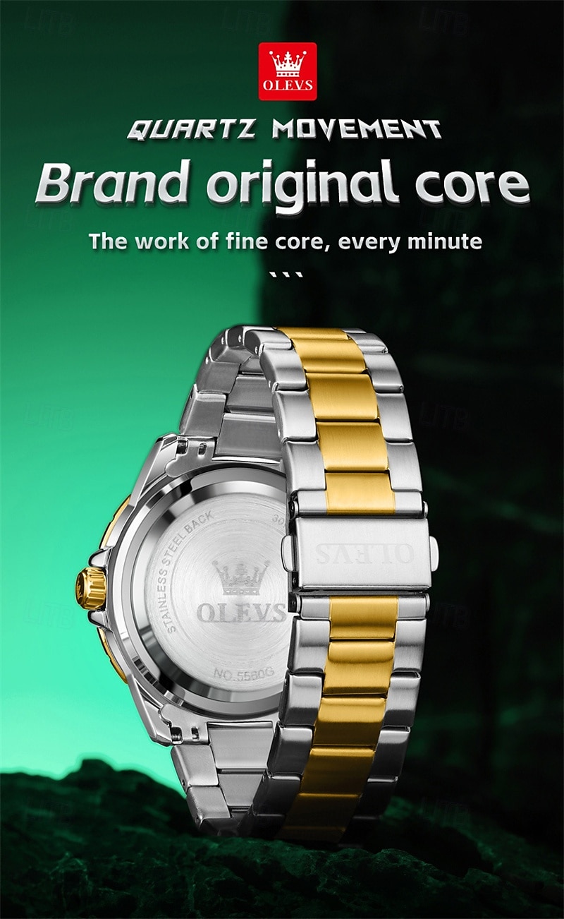 Il nuovo orologio da business da uomo del marchio Olevs orologio classico verde fantasma d'acqua visualizzazione del calendario settimana orologio al quarzo impermeabile moda sportiva del 2025 a $38.99 –P2