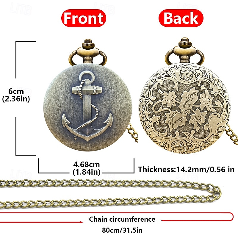 Classic Vintage Large Quartz Pocket Watch Anchor Relief Roman Face Necklace Quartz Pocket Watch 2026 - $15.99 –P6
