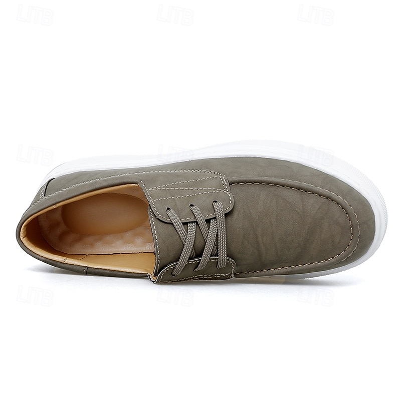 2026年 メンズカジュアルレースアップシューズ、快適で通気性のあるフェイクレザー、ホワイトソール、スタイリッシュで普段使いにぴったり  コレクション – $54.99 –P4