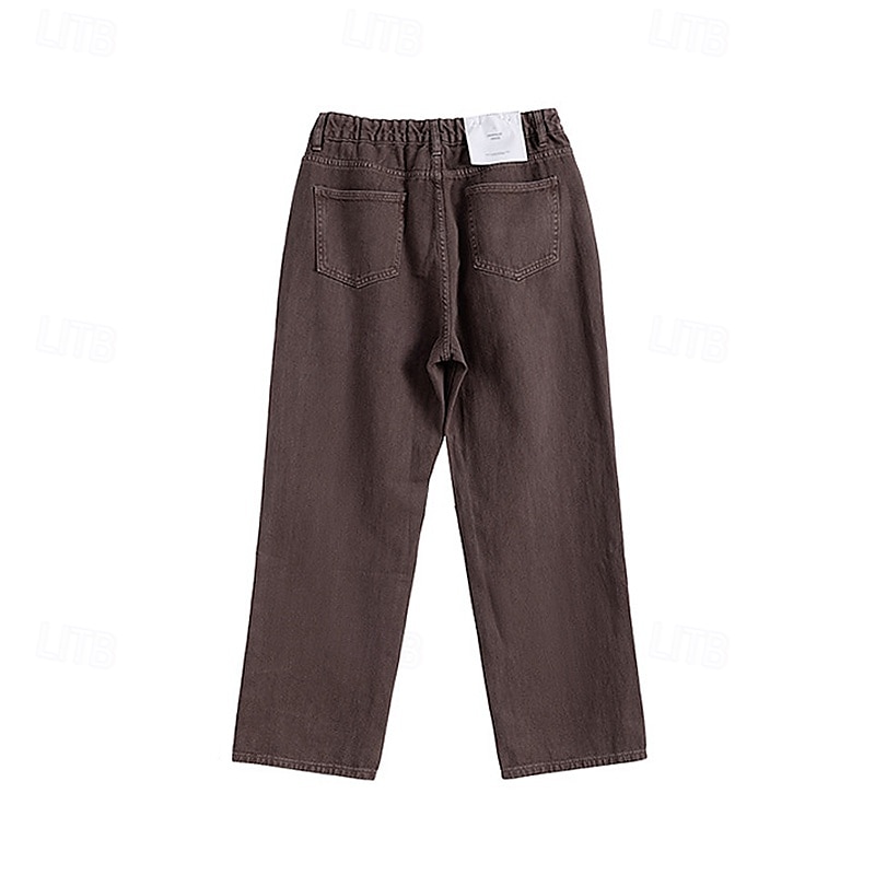 Homme Pantalon chino Boutons Avec Poches Jambe Droite Couleur Unie Longueur complète Extérieur Vacances Occasionnel Élégant Vacances Kaki clair Noir Micro-Élastique de 2025 ? $39.99 –P13