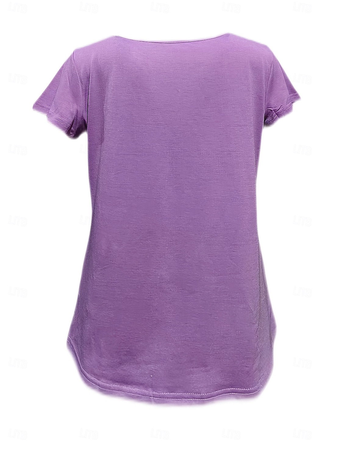 Femme T shirt Chemisier Plein mode Classique Décontractées Manche Courte Papillon Col V Hauts réguliers du quotidien Fin de semaine Blanche Violet Eté Printemps Automne de 2025 ? $15.49 –P8
