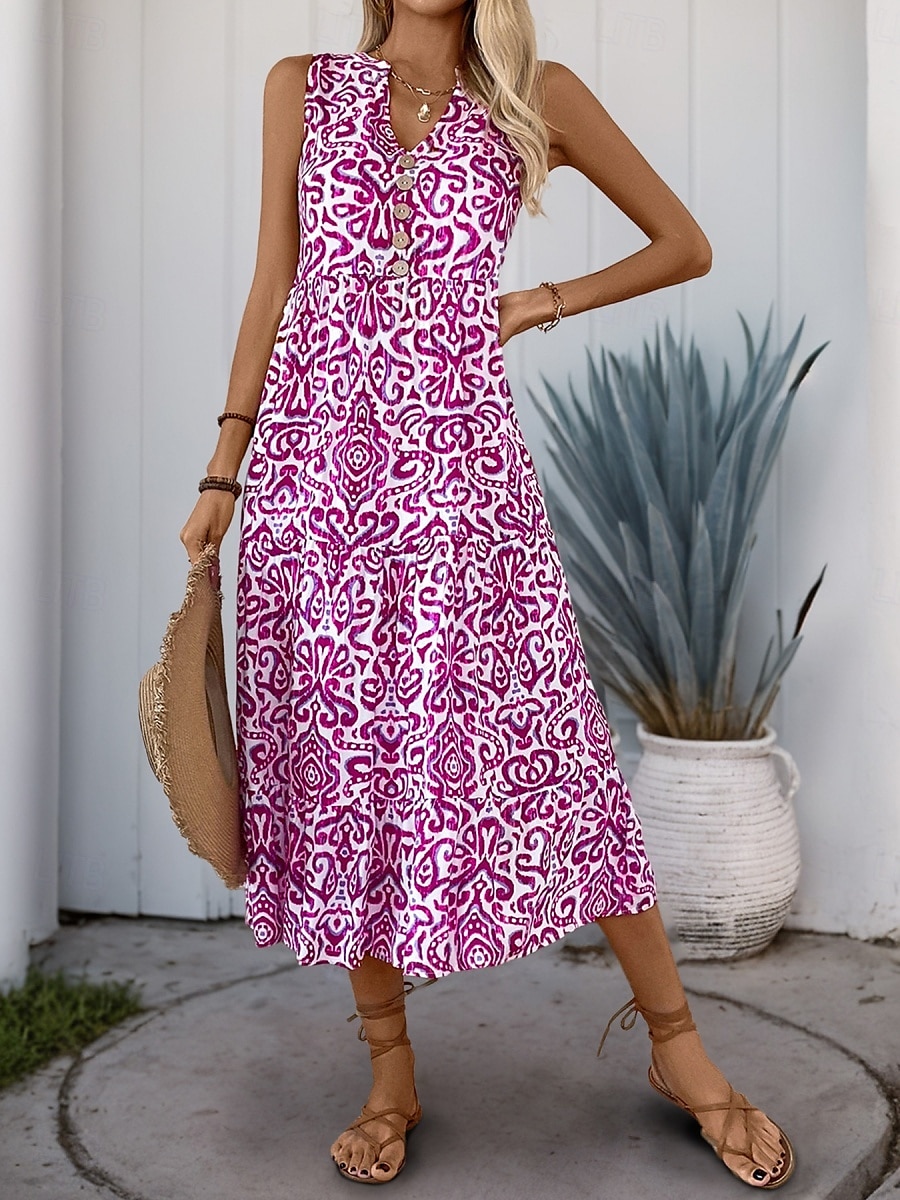 Női Maxiruha hétköznapi ruha Boho elegáns ruhák Ujjatlan ruha Boho ruha Csehország aranyos stílus Stílusos Vakáció Napi Tengerpart Laza öltözet Virágos Ujjatlan Vágott nyak Sárga Medence Fukszia 2025 - $29.99 –P12
