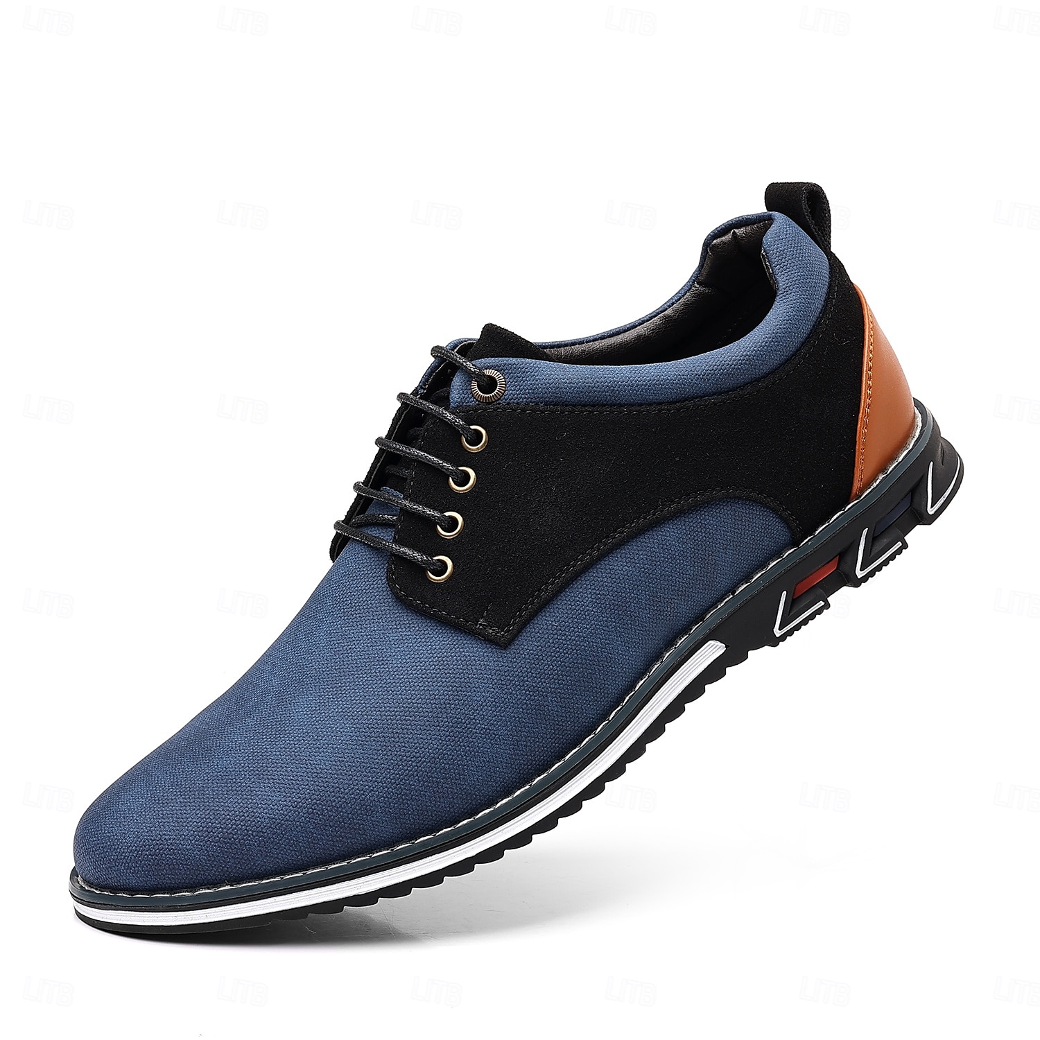 scarpe casual oxford da uomo, sneakers eleganti con lacci blu e nere con dettagli in pelle scamosciata, calzature eleganti per lavoro, matrimoni e uso quotidiano del 2025 a $34.99 –P1