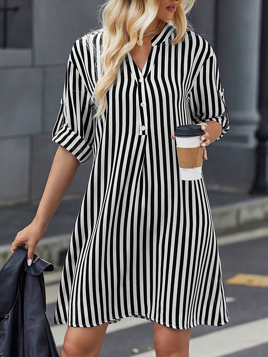 Damen Minikleid Etuikleid Sommerkleid Figurbetontes Kleid Brautkleider schlicht Urlaub Täglich Regular Fit Blumen Langarm V Ausschnitt Schwarz Dunkelblau Sommer 2025 - $31.99 –P1