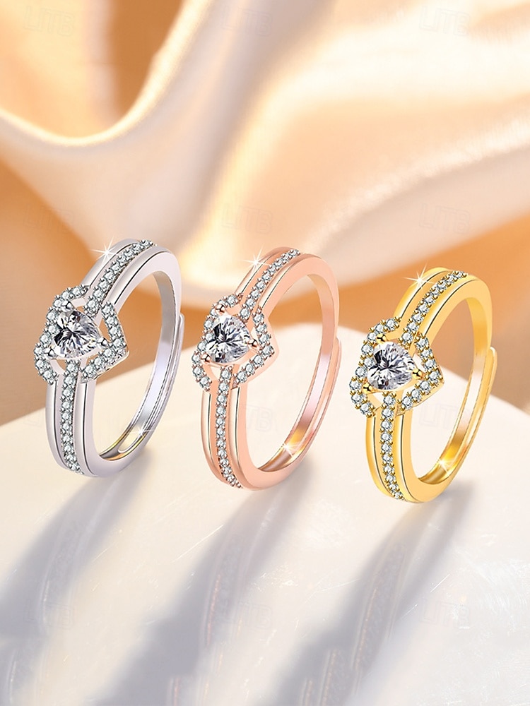 Women's rose gold plated heart ring with cubic zirconia - an elegant engagement ring for a special occasion 2025 - $9.99 –P6