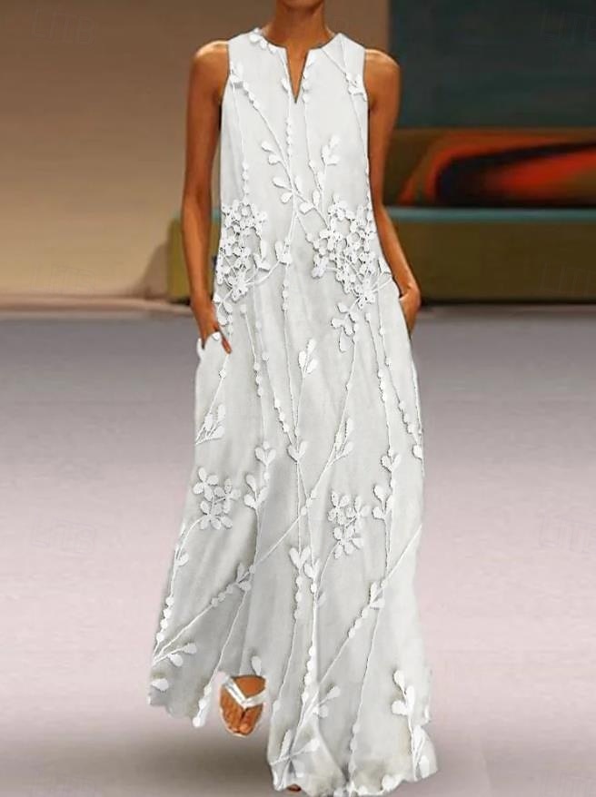 Rochie maxi de damă Rochie Tip Maieu Elegantă Vacanță Croială Normală 3D Print Grafic Floral Bloc de Culoare Fără Mâneci Gât Despicat Roz Albastru Bej Vară 2025 - $36.99 –P1