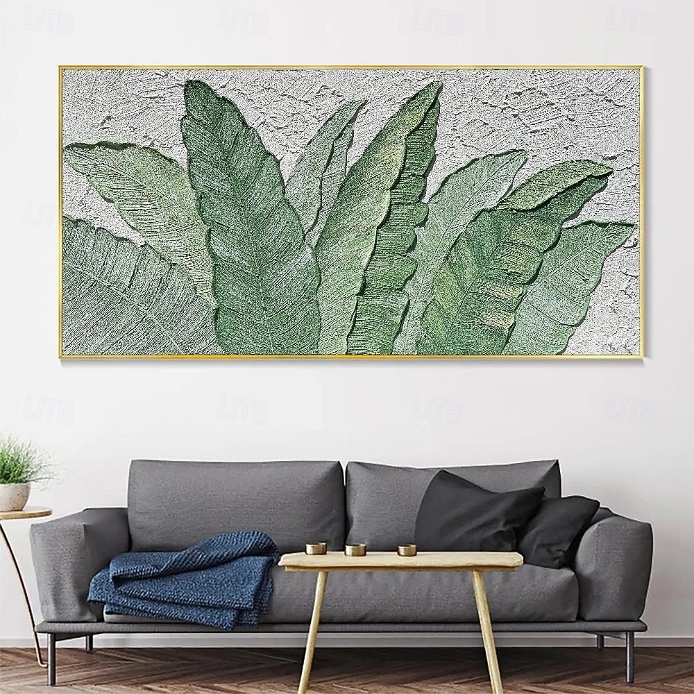 großes handgemachtes Ölgemälde mit grünen Blättern, handgemalte Wandkunst, 100 % handgemachtes Ölgemälde, handgemaltes abstraktes Bananenblatt-Ölgemälde, tropisches Ölgemälde, Wandkunst, modernes 2025 - $116.99 –P6