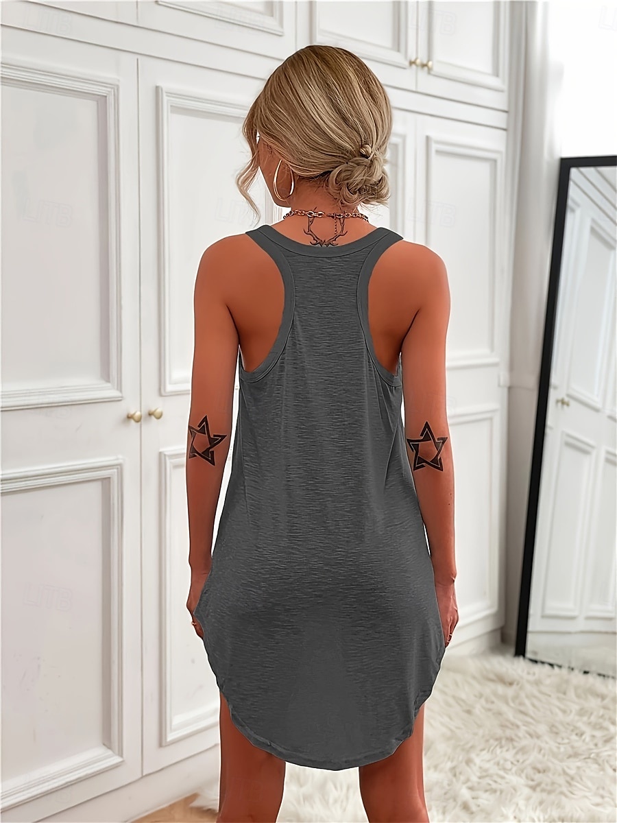 Women's Mini Dress T Shirt Dress Tee Dress Shift Dress Slip Dress Casual Vacation Casual Daily Regular Fit Graphic Sleeveless U Neck Magenta Black White Yellow Summer 2025 - $18.99 –P24