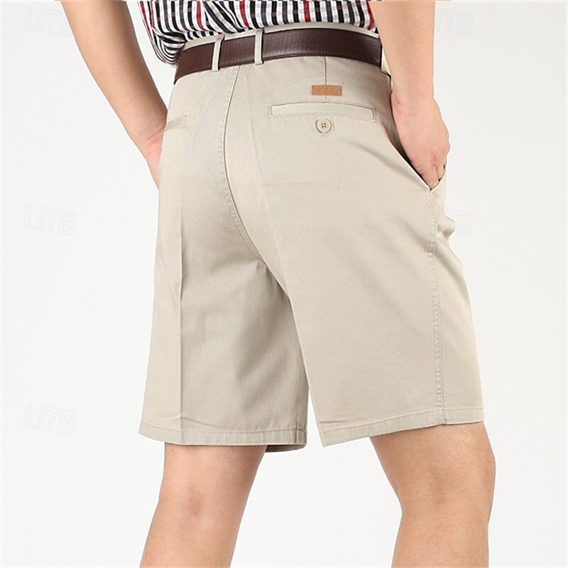 Herren Shorts Kurze Hosen Chino Bermuda Shorts Kleid-Shorts Bermudas Arbeitsshorts Gefaltet Tasche Gerade geschnitten Glatt Atmungsaktiv Kein Eisen Knielänge Outdoor Casual Täglich Modisch 2025 - $23.99 –P2