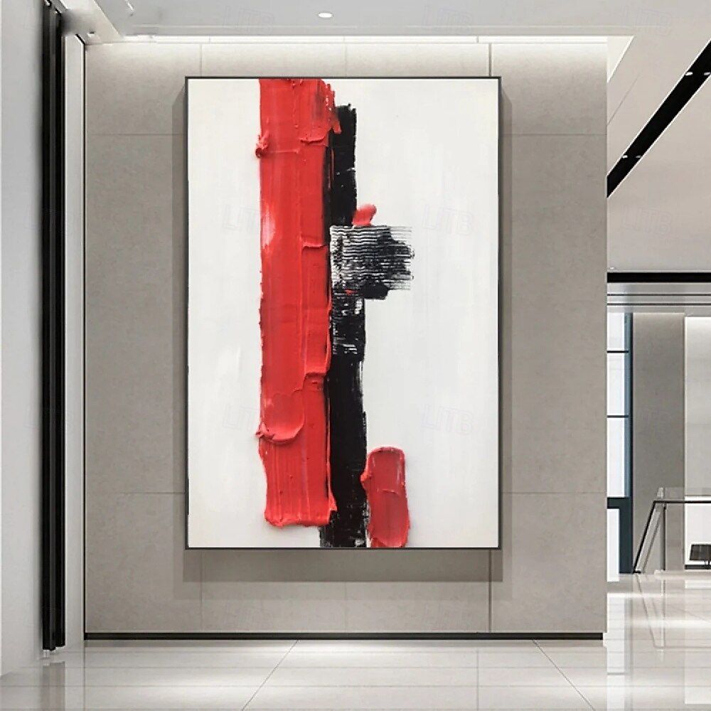 grote handgemaakte witte rode en zwarte 3D textuur abstracte schilderkunst met de hand geschilderd met de hand geschilderd moderne abstracte olieverfschilderij abstracte klassieke moderne 2025 - $116.99 –P4