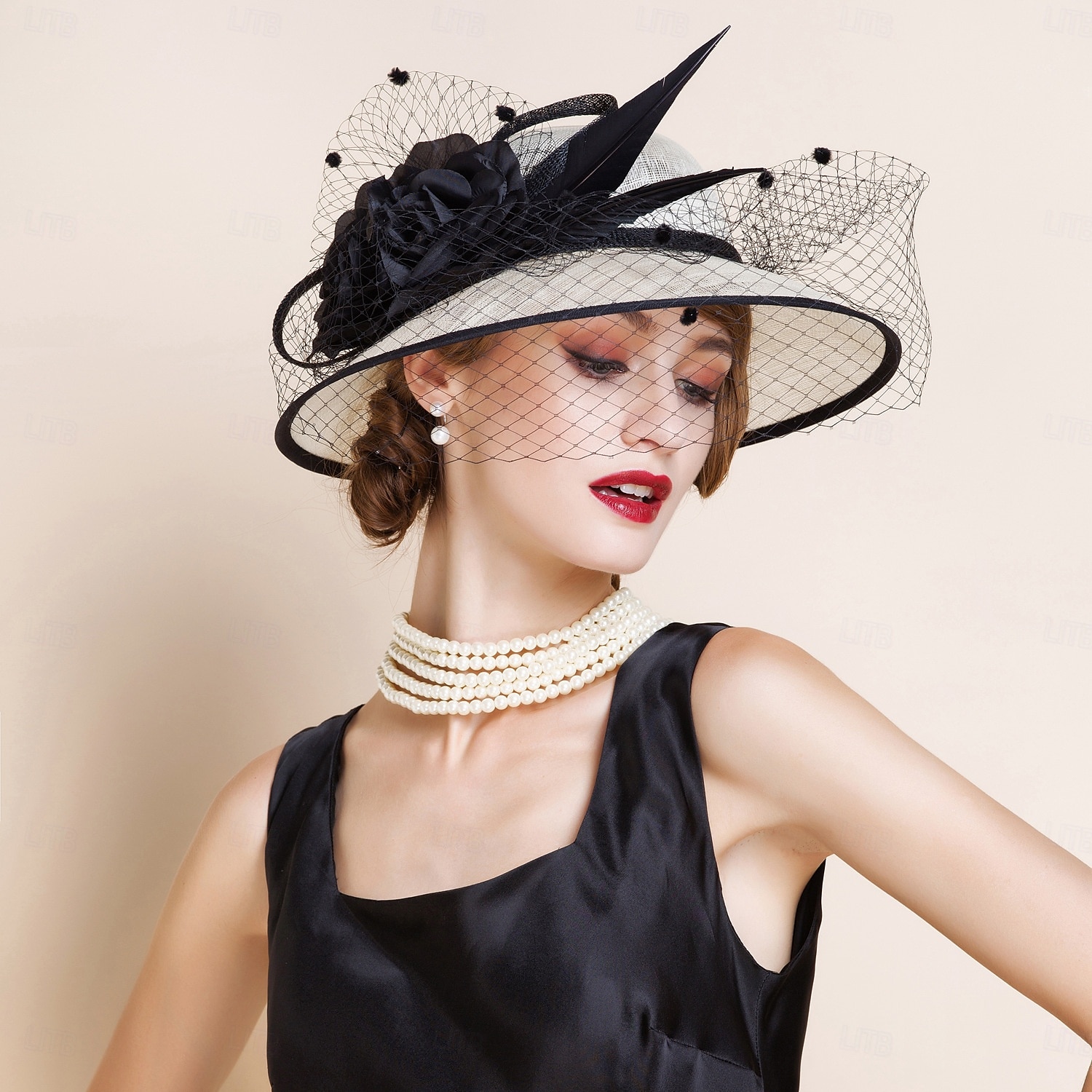 kapelusze lniany melonik / kapelusz typu cloche kapelusz wiaderkowy kapelusz przeciwsłoneczny wesele przyjęcie herbaciane eleganckie wesele z piórkowym łączeniem nakrycie głowy nakrycie głowy 2025 - $55.99 –P12